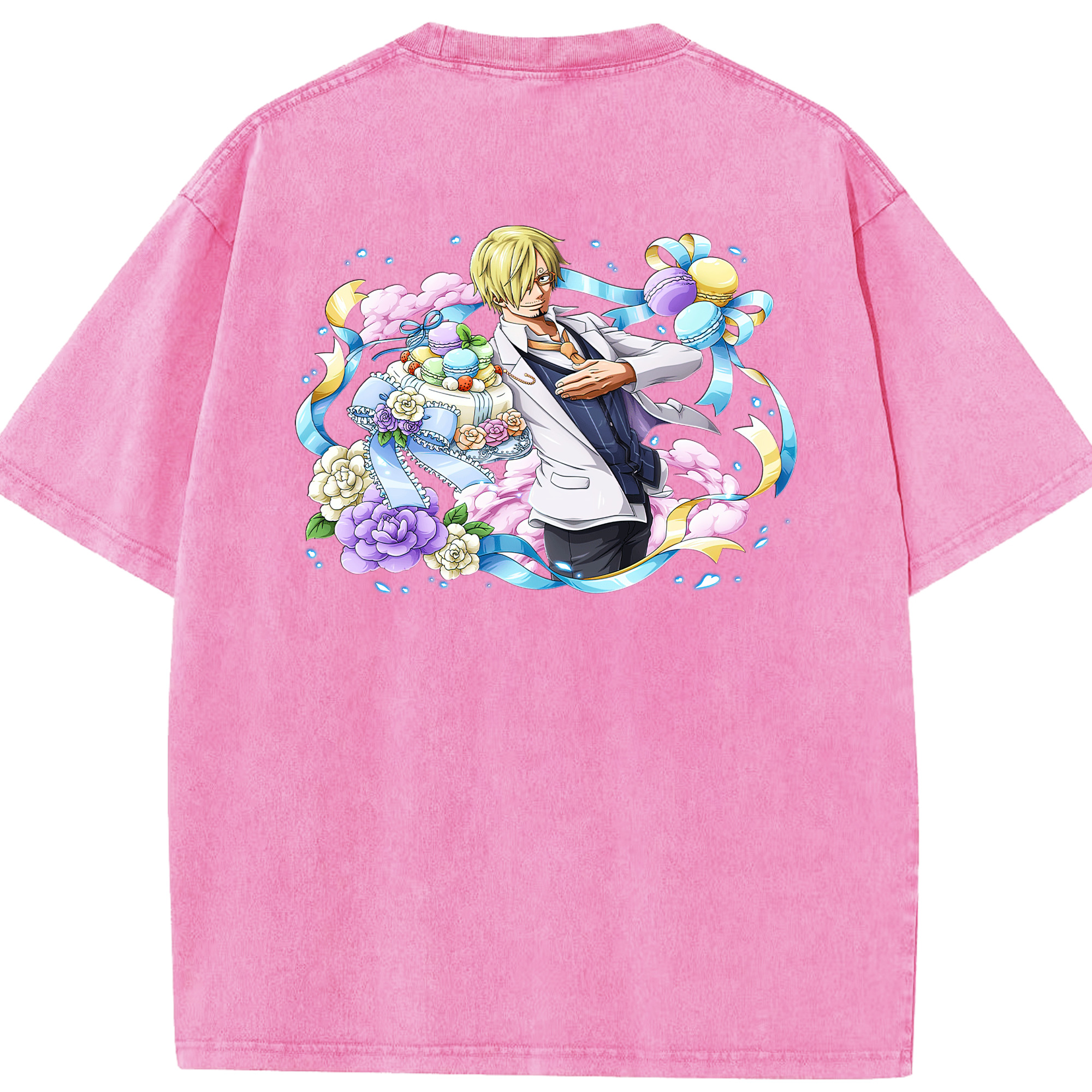 ワンピース サンジ ONE PIECE Sanji 綿100% ヴィンテージ風 半袖Tシャツ（背面プリント）